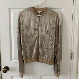 Love Fire Shimmering Gold Bomber Jacket